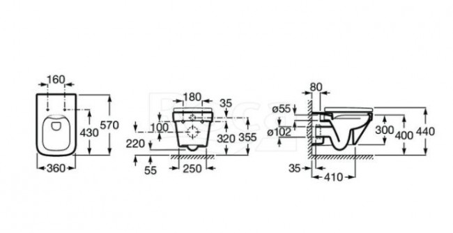 Унитаз подвесной Roca Dama-N 34678L000 безободковый без сиденья