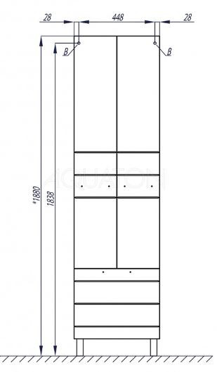 Шкаф-колонна Акватон Альтаир 1A041803AR010 двустворчатый с бельевой корзиной