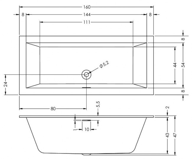 Ванна акриловая Riho Rethink Cubic 160*70 B104001005