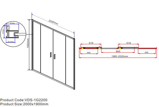 Душевая дверь Vincea Garda 200 VDS-1G2200CH шиншилла