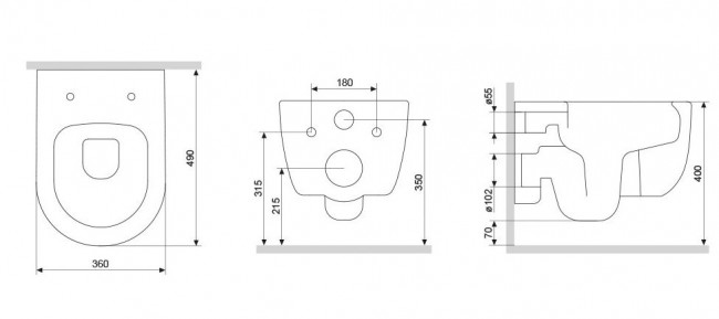 Унитаз подвесной Damixa Sirius DX86C1700SC безободковый с микролифтом