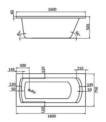 Ванна акриловая Santek Монако XL 160*75 1WH111978