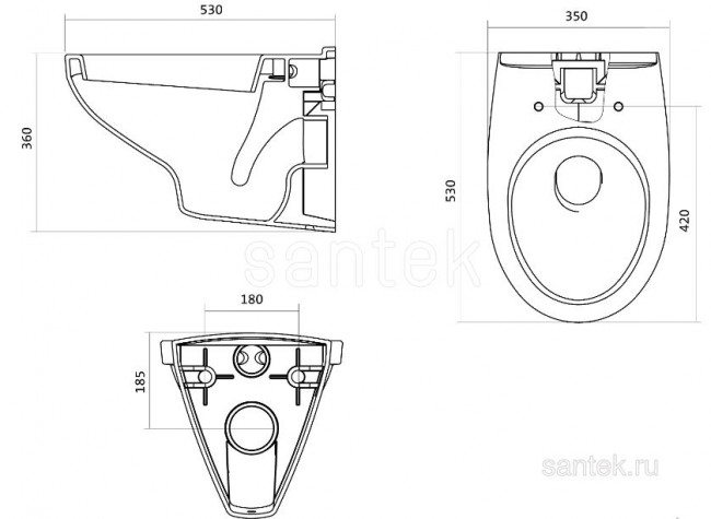 Система инсталляции Santek 1WH501544 с унитазом Бореаль сиденье микролифт