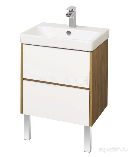 Тумба под раковину Акватон Сканди 55 1A251701SDZ90 белая дуб рустикальный