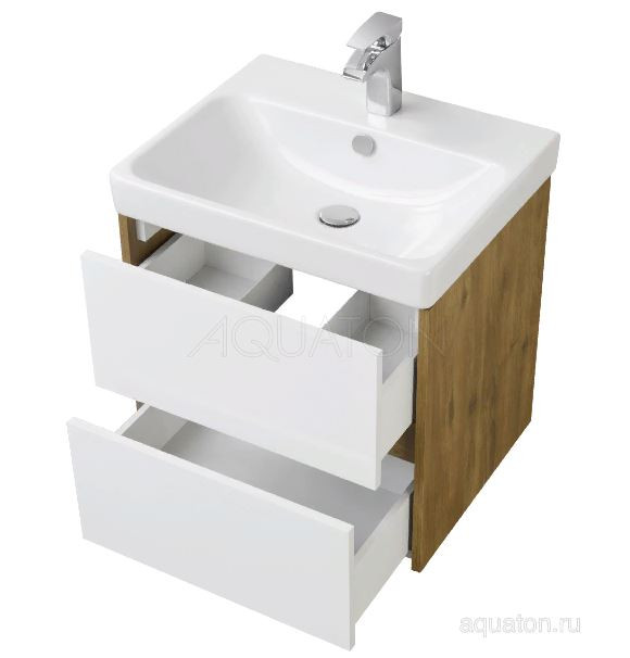 Тумба под раковину Акватон Сканди 55 1A251701SDZ90 белая дуб рустикальный
