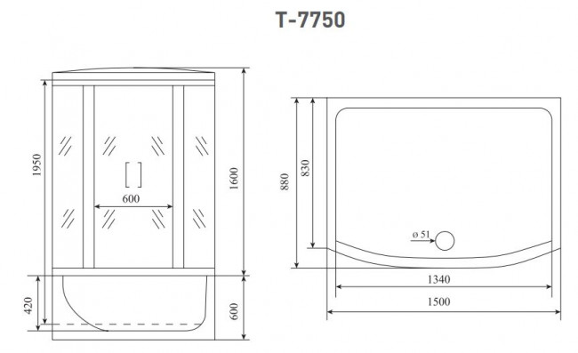 Душевая кабина Timo Luxe T-7750 New 175*88
