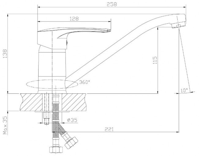 Смеситель Rossinka T40-21 для кухни