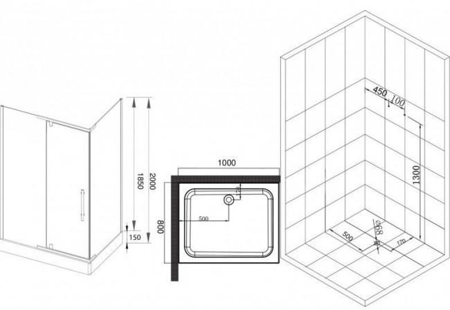 Душевой уголок Esbano ESD-8190 100*80 с поддоном