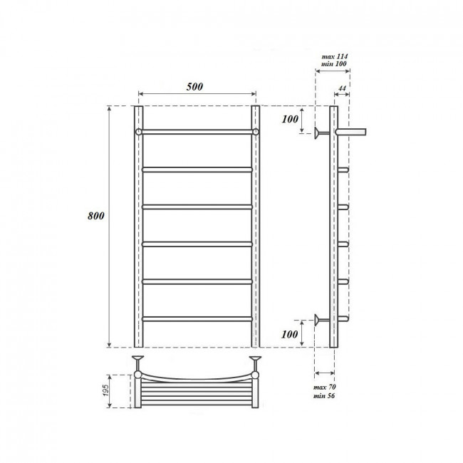 Полотенцесушитель электрический Point Афина PN04158PE П5 500*800 с полкой левый/правый хром