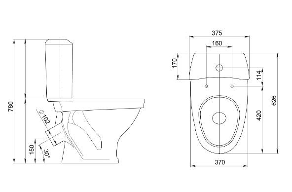 Унитаз-компакт Santeri Вест 1.P201.8.S00.00B.F диагональный выпуск