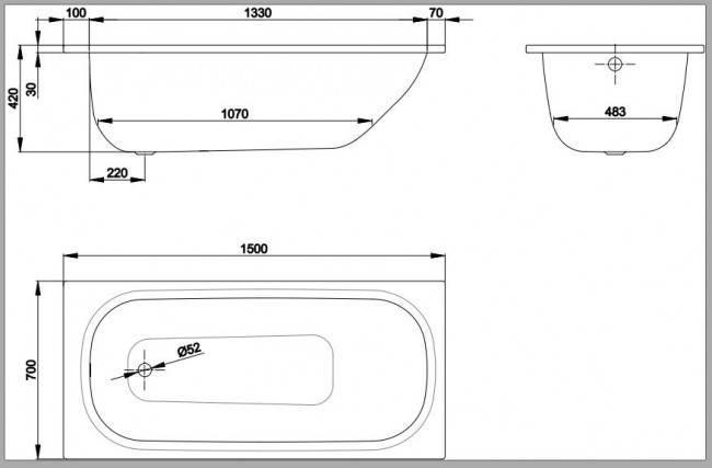 Ванна стальная Bette BetteForm 150*70 2941-000 AS AD антислип Sense с шумоизоляцией