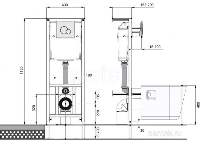 Система инсталляции Santek 1WH302464 с унитазом Бореаль сиденье микролифт