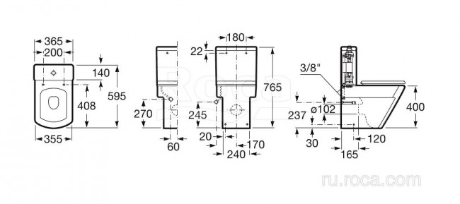 Унитаз Roca Hall 342628000 напольный с бачком 341620000 без сиденья