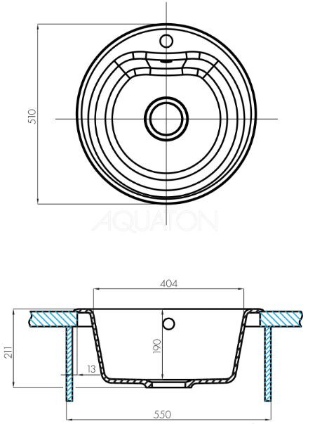 Мойка для кухни Акватон Мида 1A712732MD250 серый шелк