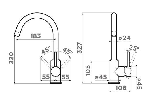 Смеситель Omoikiri Shinagawa-BN-BL 4994252 для кухни нержавеющая сталь/черный