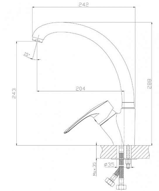 Смеситель Rossinka T40-23 для кухни