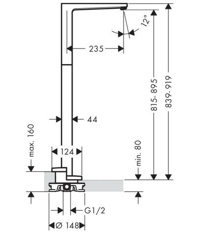 Излив Hansgrohe Metropol 32531000 для ванны напольный