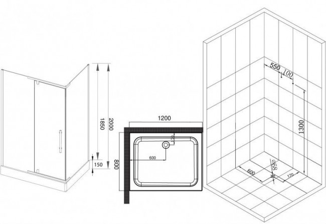 Душевой уголок Esbano ESD-8180 120*80 с поддоном