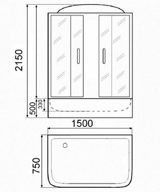 Душевая кабина Parly BNE150FR 150*75