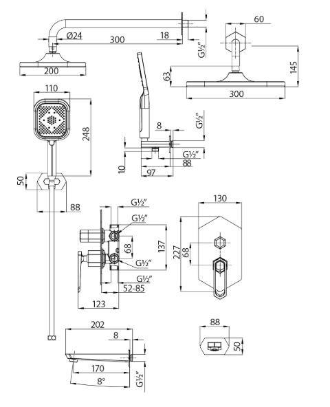 Душевая система Lemark Prizma LM3922C встраиваемая хром