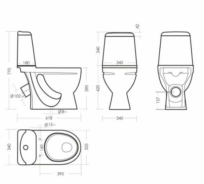 Унитаз-компакт Sanita Идеал Стандарт (Эконом) WC.CC/Ideal/1-P/WHT.G/S1 антивсплеск
