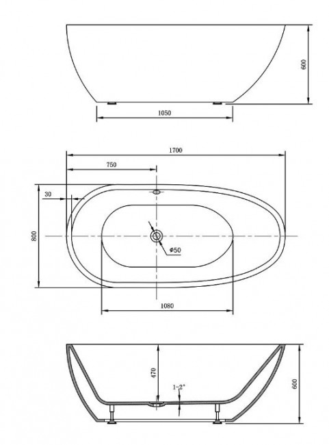 Ванна акриловая Vincea VBT-422-1700 170*80