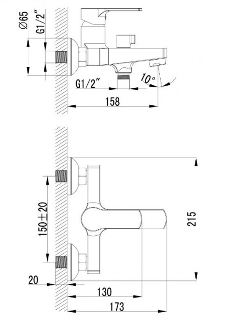 Смеситель Lemark Plus Grace LM1512C для ванны