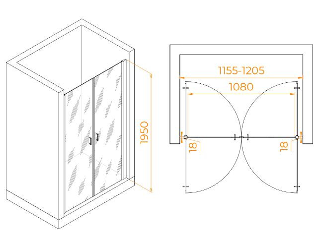 Душевая дверь RGW PA-104 120 060810412-11 прозрачное