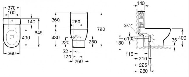 Чаша унитаза Roca Meridian 342247000 без сиденья