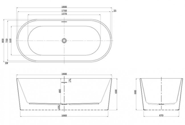Ванна акриловая Azario BRISTOL 180*80 BRI18080