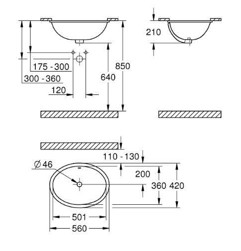 Раковина Grohe Bau Ceramic 55 39423000 встраиваемая
