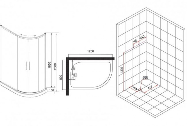 Душевой уголок Esbano ESD-8027A 120*80 с поддоном левый