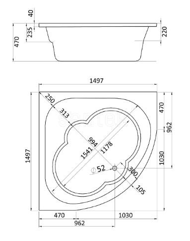 Ванна акриловая Santek Канны 150*150 1WH111983