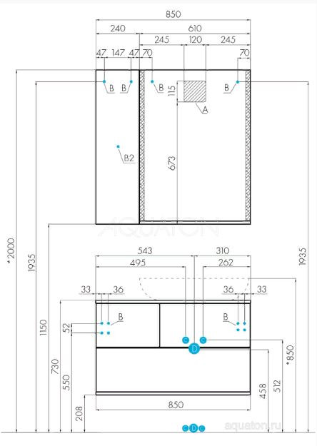 Тумба под раковину Акватон Терра 85 1A247201TEKA0 дуб кантри
