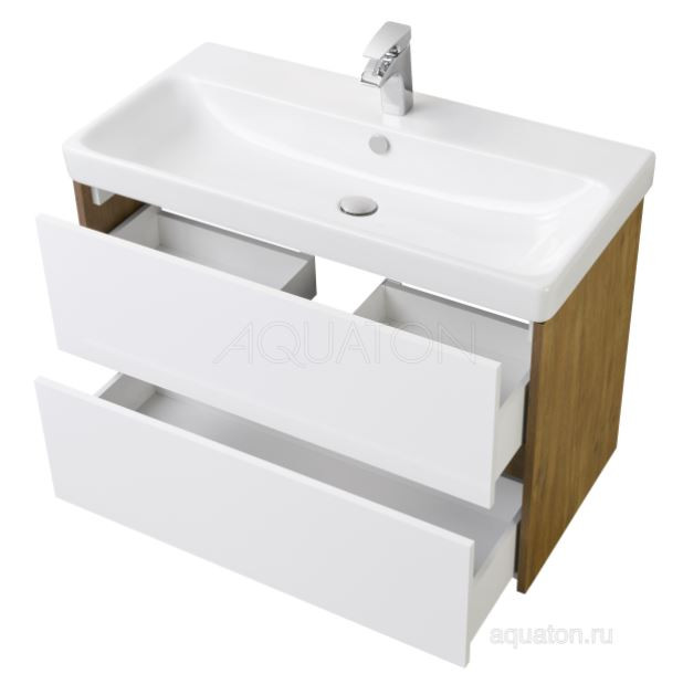 Тумба под раковину Акватон Сканди 90 1A251901SDZ90 белая дуб рустикальный