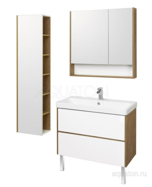 Тумба под раковину Акватон Сканди 90 1A251901SDZ90 белая дуб рустикальный