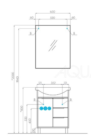 Зеркало Акватон Рико 65 1A216402RI010