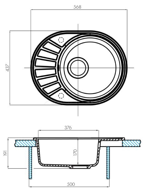Мойка для кухни Акватон Чезана 1A711232CS210 графит