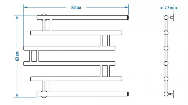 Полотенцесушитель Energy Modern 600*700 черный матовый RAL 9005 водяной