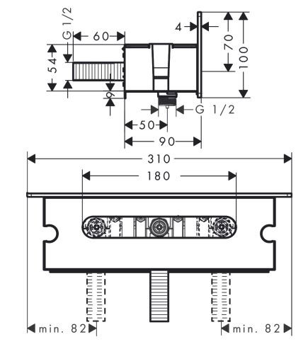 Шланговое подсоединение Hansgrohe Porter 300 26456000 с полкой и держателем